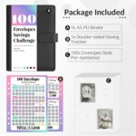 Sooez 100 Envelope Money Saving Challenge Book with 100 Pocket Pre-Numbered & Reusable Laminated Tracker, Money Saving Binder 100 Pocket Pre-Numbered,Money Book, Cool Christmas Gifts - Image 3