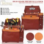 Premium Heavy Duty Grain Leather Tool Belt | Carpenter Tool Pouch for Handyman | Leather Tool Pouch | Tool Belts for Construction | Drywall | Framers | Electrician - Image 4