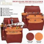 Premium Heavy Duty Grain Leather Tool Belt | Carpenter Tool Pouch for Handyman | Leather Tool Pouch | Tool Belts for Construction | Drywall | Framers | Electrician - Image 5