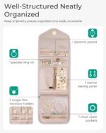 BAGSMART Travel Jewelry Organizer Case Foldable Small Jewelry Roll for Journey Rings, Necklaces, Earrings, Bracelets,Mini,Soft Pink - Image 4