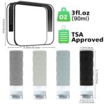 Travel Bottles for Toiletries, 4pcs Tsa Approved 3oz Travel Size Containers, BPA Free Leak Proof Premium Silicone Bottles, Refillable Liquid Squeezable Accessories W/Toiletry Bag - Image 3