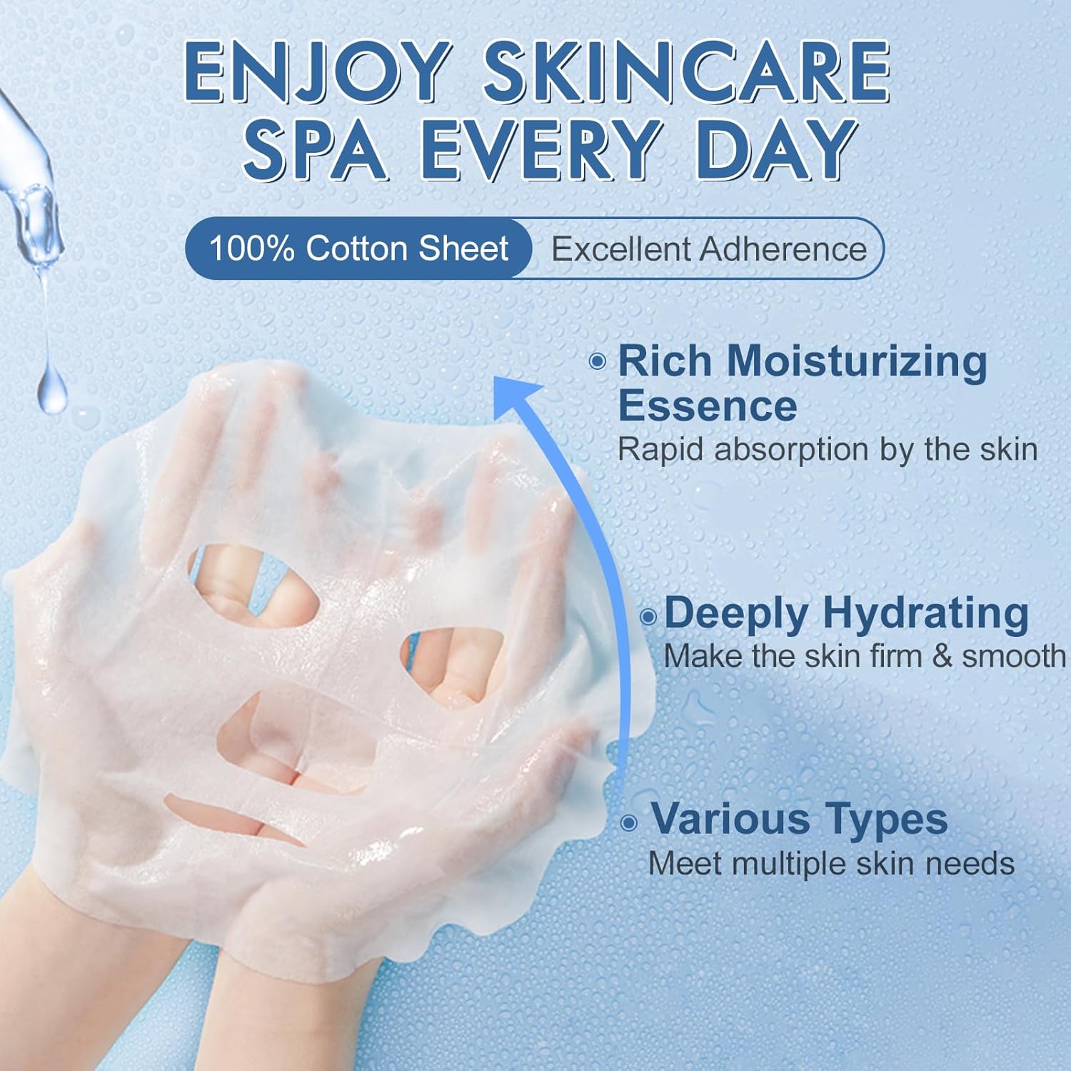 9 Pack Collagen Face Masks Skincare for Women, Hydrating Sheet Face Masks Suitable for All Skin Types, Bulk Facial Masks for Women Skin Care, Face Mask Gifts Set for Spa Party - Image 3