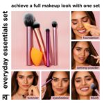 Real Techniques 5 Piece Everyday Essentials Makeup Brush Set, Includes 4 Brushes & Makeup Sponge, For Foundation, Blush, Bronzer, Contour, Eyeshadow, & Powder, Travel Gift Set, Cruelty-Free & Vegan - Image 3