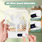 Travel Fan for Sleeping, 6.8" Small Portable Fan Rechargeable Battery Powered, 100 Speeds Personal Mini Desk Fan for Office Bedroom, Cruise Ship Beach Vocation Travel Essentials, White - Image 3