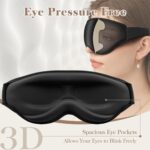 3D Eye Mask Sleep Mask for Men & Women, 100% Pressure-Free & Light Block-Out Eye Mask for Sleep with Easy Adjustable Strap, Night Eye Cover for Travel, Black - Image 4