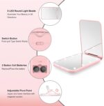 Compact Mirror, 1X/3X Magnification LED Pocket Mirror with Nternal BIattery, Mini Mirror for Purse, Pocket,Travel and Present (Pink) - Image 4