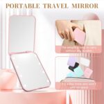 Compact Mirror, 1X/3X Magnification LED Pocket Mirror with Nternal BIattery, Mini Mirror for Purse, Pocket,Travel and Present (Pink) - Image 6