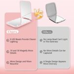 Compact Mirror, 1X/3X Magnification LED Pocket Mirror with Nternal BIattery, Mini Mirror for Purse, Pocket,Travel and Present (Pink) - Image 7