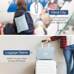 BEDELITE Travel Blanket with Bag, Ultra-Soft Jacquard Fleece Blanket with Luggage Sleeve & Backpack Clip, Airplane Blanket Travel Essentials, Blue - Image 5