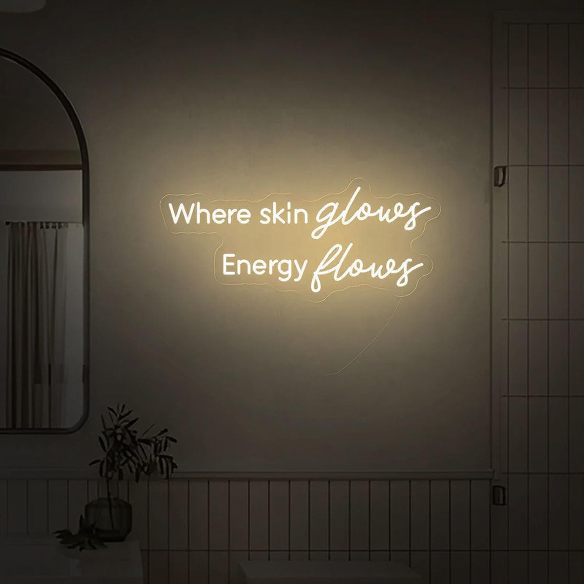 Where Skin Glows Energy Flows Neon Sign for Wall Decor, Large Neon Signs Esthetician Spa Decor for Medspa Led Neon Light Beauty Salon Decor, Neon Spa Salon Sign. Size:24inch - Image 3