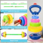 3-in-1 Kids Fitness Set with Adjustable Barbell, Kettlebell & Reusable Water Bottle – Kids Gym Equipment for Pretend Play Exercise, Fun Fitness Toys for Boys & Girls Home Workout - Image 5
