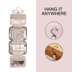 BAGSMART Toiletry Bag Travel Bag with Hanging Hook, Water-resistant Makeup Cosmetic Bag Travel Organizer for Accessories, Shampoo, Full-size Container, Toiletries (Baby Pink, Medium) - Image 4