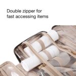 BAGSMART Toiletry Bag Travel Bag with Hanging Hook, Water-resistant Makeup Cosmetic Bag Travel Organizer for Accessories, Shampoo, Full-size Container, Toiletries (Baby Pink, Medium) - Image 6