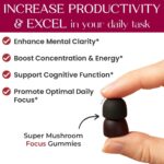 Auri Super Mushroom Focus Gummies - w/Lion's Mane, Alpha GPC & Rhodiola - Mushrooom Supplement to Support Cognitive Function, Mental Clarity, Focus & Energy | 60 Gummies, Vegan Friendly, Non GMOs - Image 6