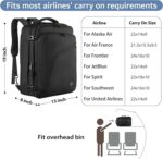 MATEIN Carry on Backpack, Extra Large Travel Backpack Expandable Airplane Approved Weekender Bag for Men and Women, Water Resistant Lightweight Daypack for Flight 40L, Black - Image 3