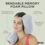 Dot&Dot Twist Memory Foam Travel Pillow for Airplanes - Travel Neck Pillow for Sleeping - Airplane Pillow for Neck Support, Chin, Lumbar and Leg - Adjustable, Bendable Neck Roll Pillow - Image 4