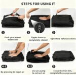 Vacuum Storage Bags for Travel with Portable Pump, Upgraded Vacuum Compression Bags for Travel, IPX8 Waterproof Zipper & 420D Nylon, Includes Electric Pump, Save 60% Luggage Space, 5-7 Day Trip - Image 4