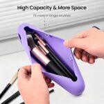 Magnetic Silicone Makeup Brush Holder – Portable Cosmetic Brush Organizer Case, Travel Makeup Tool Storage for Purse, Bag & Beauty Essentials (Purple) - Image 3