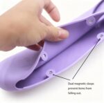 Magnetic Silicone Makeup Brush Holder – Portable Cosmetic Brush Organizer Case, Travel Makeup Tool Storage for Purse, Bag & Beauty Essentials (Purple) - Image 6