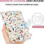 Passport Holder for Travel Essentials, RFID Blocking Leather Cover Wallet with Magnetic Closure, Aesthetic & Cute Passport Book Case for Women and Men - Wildflower - Image 4