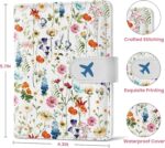 Passport Holder for Travel Essentials, RFID Blocking Leather Cover Wallet with Magnetic Closure, Aesthetic & Cute Passport Book Case for Women and Men - Wildflower - Image 6
