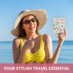 Passport Holder for Travel Essentials, RFID Blocking Leather Cover Wallet with Magnetic Closure, Aesthetic & Cute Passport Book Case for Women and Men - Wildflower - Image 8