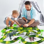 Dinosaur Toys,Create A Dinosaur World Road Race,Flexible Track Playset and 2 pcs Cool Dinosaur car for 3 4 5 6 Year & Up Old boy Girls Best Gift - Image 8
