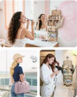 BAGSMART Travel Toiletry Bag with Removable Partition, Puffy Water-resistant Fabric Hanging Organizer for Full-Size Toiletries, Accessories, Black - Image 6