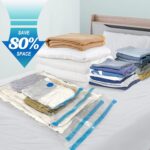 16 Pack Vacuum Storage Bags with Hand Pump, 4 Jumbo + 4 Large + 4 Medium + 4 Small Plastic Packaging Bags, 80% Space Saver Vacuum Seal Bags for Clothing, Travel Lugggage, Blankets, Comforters - Image 3