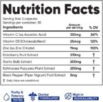 Immuneti Advanced Immune Support – Doctor Formulated 6-in-1 Daily Immunity Supplement – Made in USA – With Vitamin C, D3, Zinc, Elderberry, Garlic & Echinacea - Vital Nutrients & Antioxidants (3) - Image 4