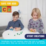 KOMARC GAMES StickiKubes, Mini Stacking Cubes That Stick to Anything, Non Toxic Kid Safe Sticky Blocks, Creative Construction Toy - 125 Cubes, 4 Colors, Tub - Image 4