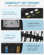 BAGSMART Large Electronics Travel Organizer Case, Tech Accessories Cord Storage Bag for Phone, Power Bank, SD Card, Cables, Black - Image 4
