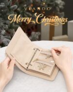 Vlando Mini Travel Jewelry Organizer Case,Portable Jewelry Organizers Storage Book with Clear Zipper Velvet Jewelry Pouch Bag for Travel Essentials,Ring,Earring-Cream White - Image 3