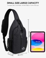 WATERFLY Crossbody Sling Backpack Sling Bag Travel Hiking Chest Bag Daypack (Black) - Image 3