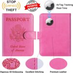 Airtag Passport Holder Cover Wallet RFID Blocking Leather Case Travel Essentials Luggage Accessories Travel Must Have(118#Pink) - Image 3