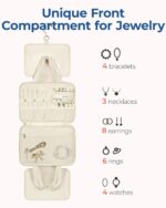 BAGSMART Travel Toiletry Bag with Jewelry Organizer, Hanging Travel Bag for Toiletries, Puffy Makeup Cosmetic Bag Organizer, Carry-on Travel Accessories Essentials, Beige-L - Image 3