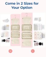 BAGSMART Travel Toiletry Bag with Jewelry Organizer, Hanging Travel Bag for Toiletries, Puffy Makeup Cosmetic Bag Organizer, Carry-on Travel Accessories Essentials, Beige-L - Image 5