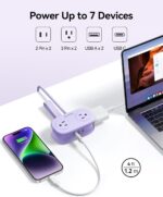 ORICO 4FT Purple Travel Power Strip with 4 AC Outlets, 2 USB-A Ports, and 1 USB-C Port, 45° Flat Plug Extension Cord with Non Surge Protector for Travel/Home/Dorm/Office-AP3 - Image 4