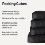 Amazon Essentials 4-Piece Packing Cubes Travel Accessories Set, Luggage Organizer with Double Zipper, Mesh Top, 100% Polyester, Large, Black (Previously Amazon Basics) - Image 3