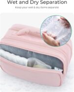 BAGSMART Toiletry Bag for Women, Travel Makeup Bag, Wide-open Portable Make Up Bag Organizer for Women for Travel Essentials Travel-Size Toiletries Accessories Bottles, Brushes, Beige - Image 5