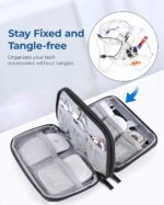 BAGSMART Electronics Organizer Travel Case, Cable Charger Cord Tech Organizer Pouch for Phone Charger Accessories, Black - Image 3