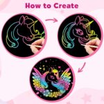 ZMLM Scratch Paper Art-Crafts Gift: 2 Pack Rainbow Notebooks Supplies Toys Easter Basket Stuffers for 3 4 5 6 7 8 9 10 Years Old Girls and Boys Kids Birthday Party Games (Pink) - Image 3