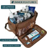 PAVILIA Toiletry Bag for Men, Travel Essentials Shaving Dopp Kit, Mens Travel Bag Toiletries Organizer Case for Grooming, PU Leather Water Resistant Cosmetic Bag Pouch (XL, Brown) - Image 3