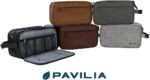 PAVILIA Toiletry Bag for Men, Travel Essentials Shaving Dopp Kit, Mens Travel Bag Toiletries Organizer Case for Grooming, PU Leather Water Resistant Cosmetic Bag Pouch (XL, Brown) - Image 4