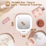 Travel Mirror with Light, Compact Mirrors, 1x/30x Magnifying Mirror with 3 Color Lights and Adjustable Brightness, 4.5x3.9 inch Small Compact Hangable Hand Pocket Mirrors, Comes with Tweezer - Image 3