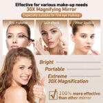 Travel Mirror with Light, Compact Mirrors, 1x/30x Magnifying Mirror with 3 Color Lights and Adjustable Brightness, 4.5x3.9 inch Small Compact Hangable Hand Pocket Mirrors, Comes with Tweezer - Image 4