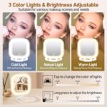 Travel Mirror with Light, Compact Mirrors, 1x/30x Magnifying Mirror with 3 Color Lights and Adjustable Brightness, 4.5x3.9 inch Small Compact Hangable Hand Pocket Mirrors, Comes with Tweezer - Image 5