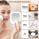 Travel Mirror with Light, Compact Mirrors, 1x/30x Magnifying Mirror with 3 Color Lights and Adjustable Brightness, 4.5x3.9 inch Small Compact Hangable Hand Pocket Mirrors, Comes with Tweezer - Image 8