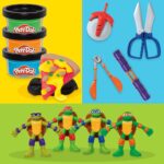 Play-Doh Teenage Mutant Ninja Turtles Cowabunga Creations Bendy 4 Inch Action Figures Set, Kids Arts & Crafts, TMNT Toys for Boys & Girls 4+ - Image 4