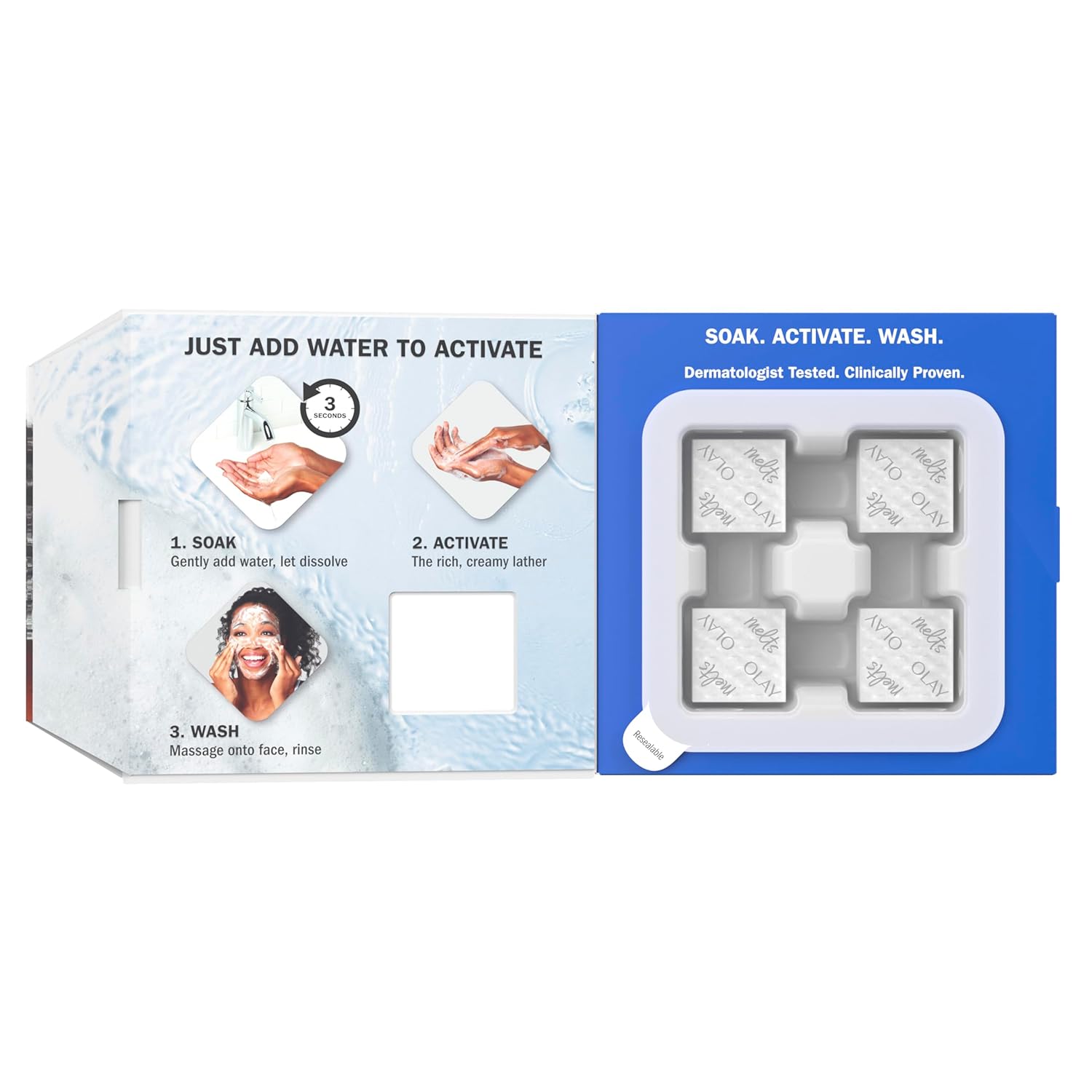 Olay Face Wash, Hyaluronic Acid Cleansing Melts, Fragrance-Free, Daily Use Gentle Cleanser, For All Skin Types, Travel Size, Water-Activated to Clean, Tone, and Refresh, 64ct (2 Pack x 32ct) - Image 11